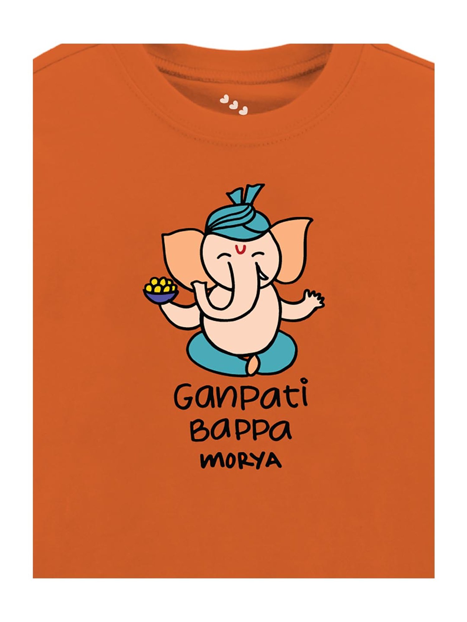 Zeezeezoo Kids Orange Ganpati Bappa Morya Printed T-shirt