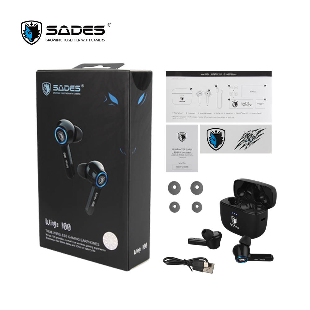 SADES Wings 100 True Wireless Pink Gaming Earbuds With Clear Microphone Low Latency Gaming Bass Audio Blutooth Earbuds With Charging Box For Gamers