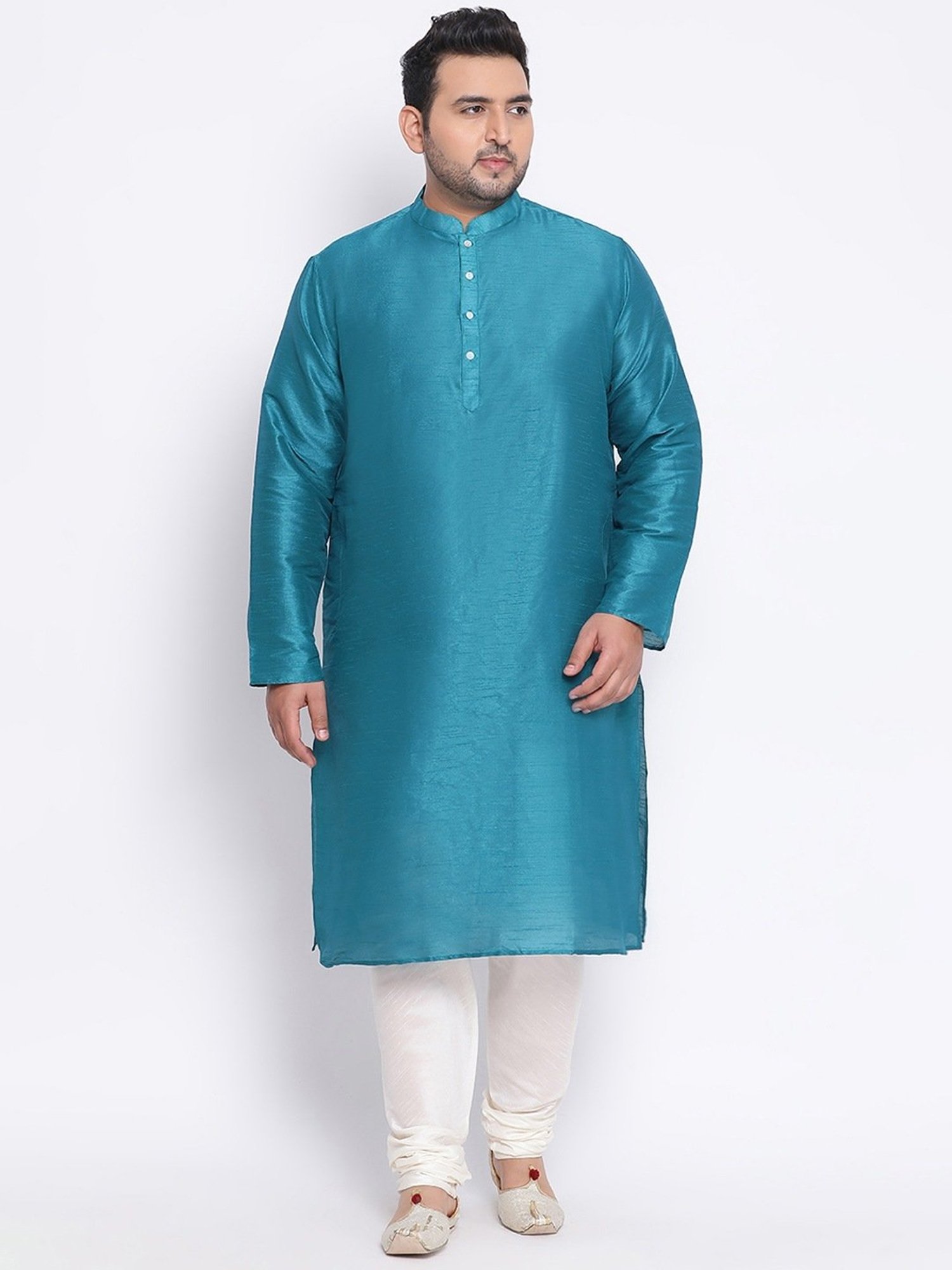 KISAH PLUS Green Regular Fit Jacquard Kurta Set With Jacket