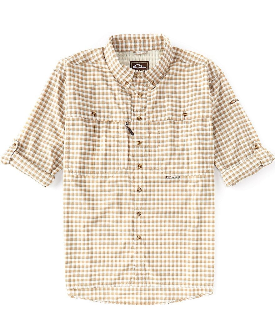 Drake FeatherLite Checked Plaid Wingshooter Performance Long-Sleeve Woven Shirt