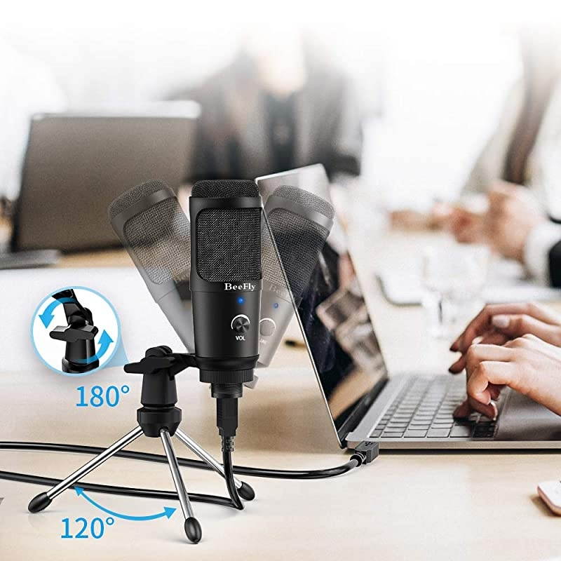 USB Microphone for Computer Metal Condenser Recording PC Microphone for Laptop PS4 Mac Windows Computer Microphone for Gaming Podcast Streaming