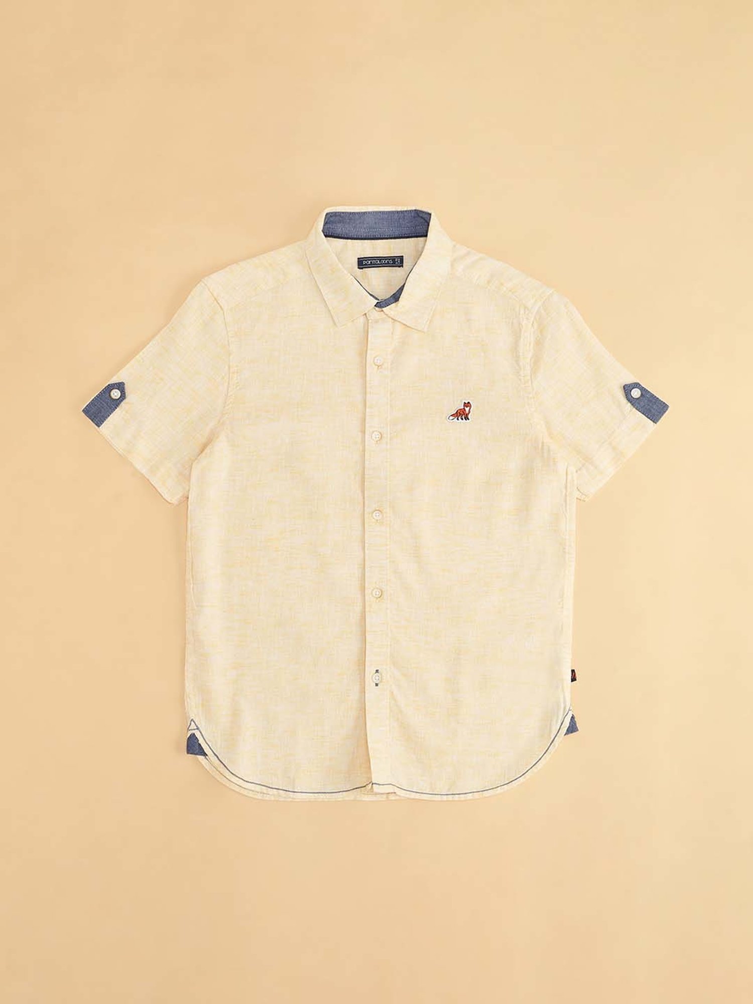 Pantaloons Junior Primrose Yellow Linen Printed Shirt