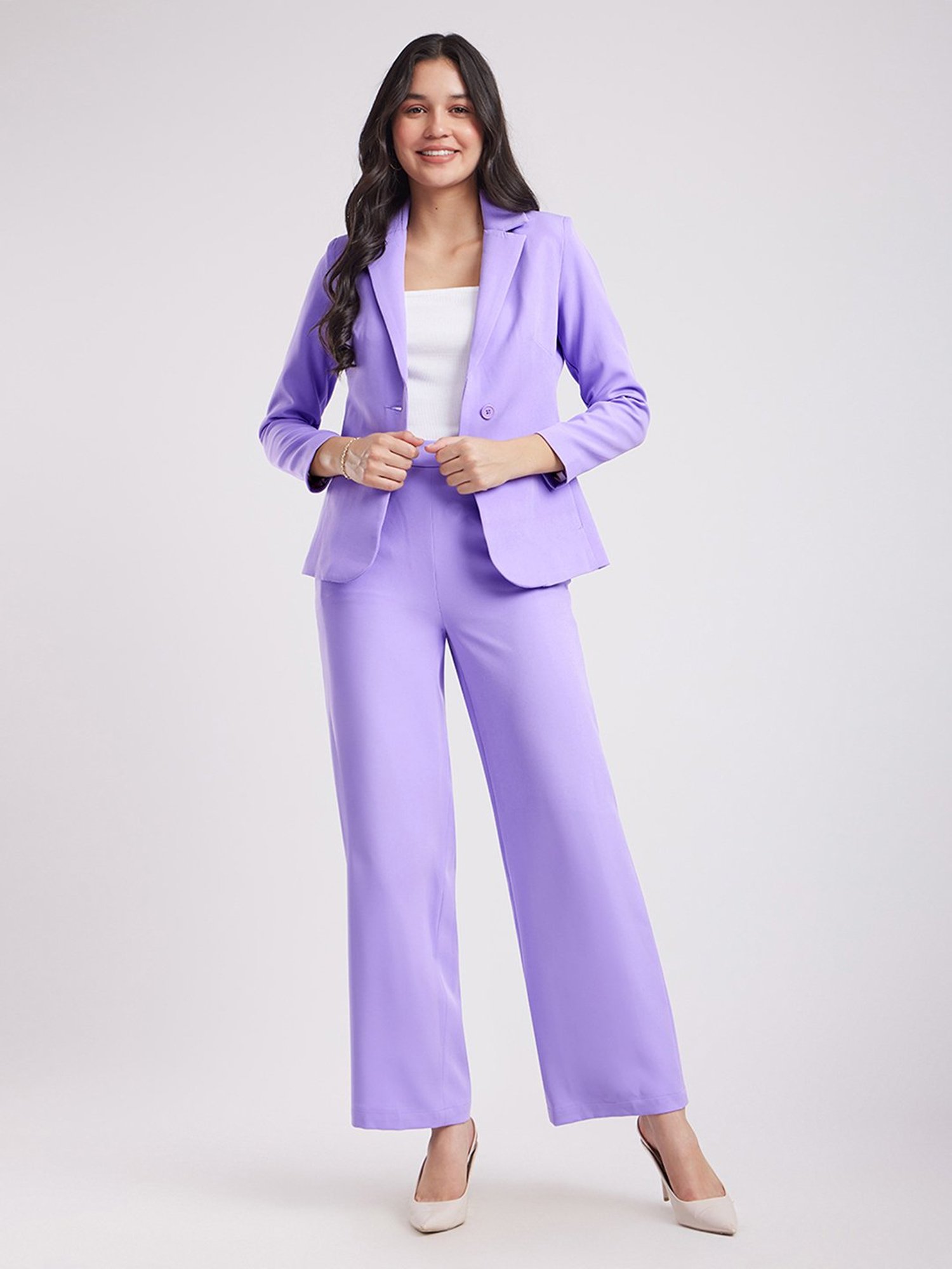 Fablestreet Lilac Relaxed Fit Blazer