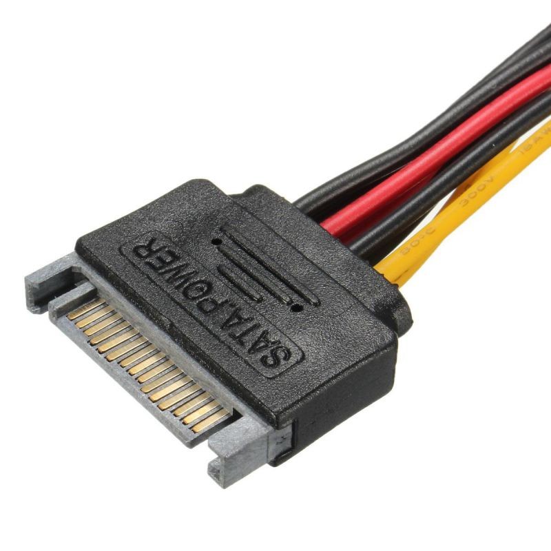 Cable Power Adapter SATA 15pin> 2x 4pin Molex connector -
