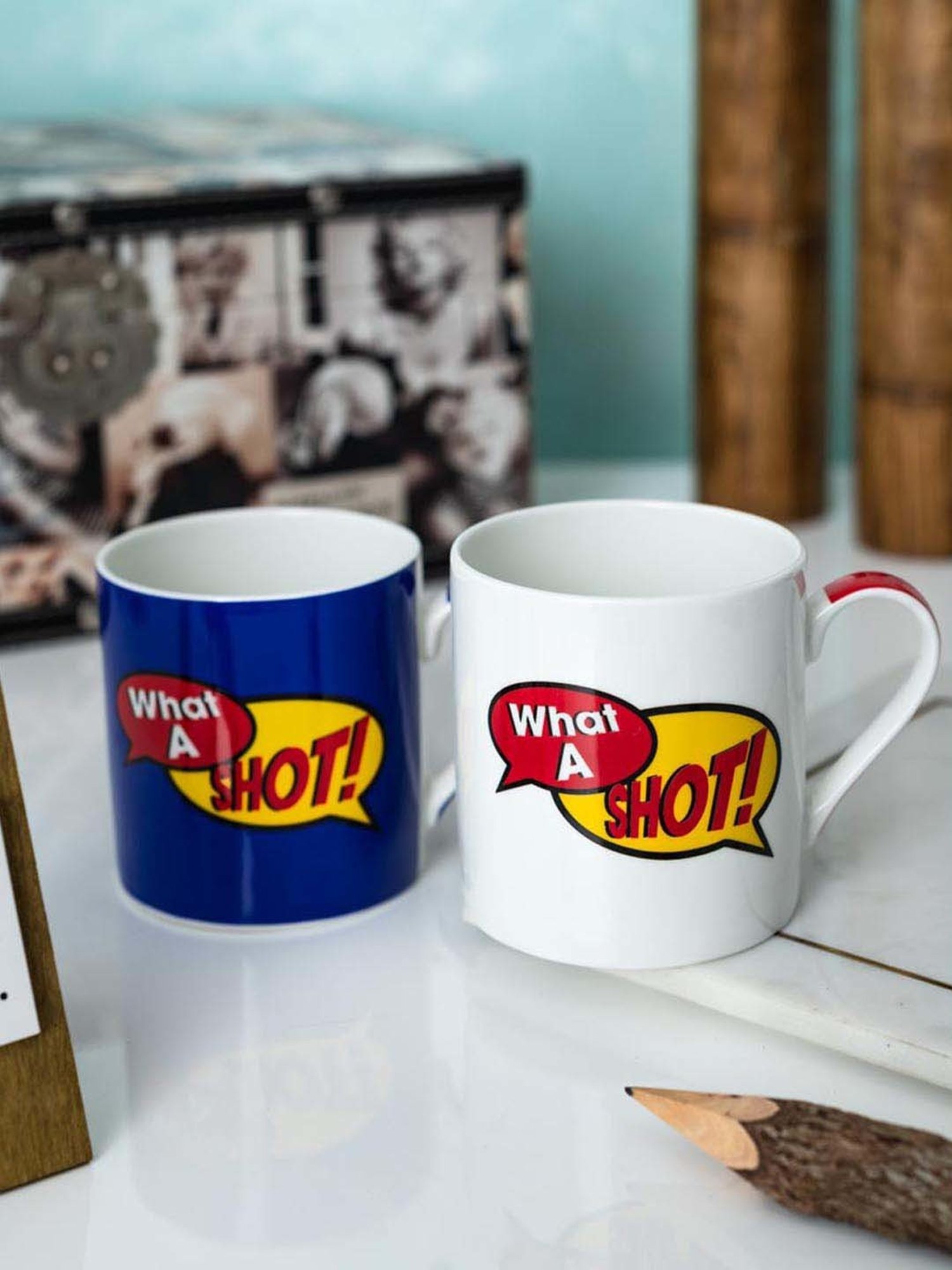 Goodhomes Multicolor Bone China Coffee Mugs (350 ml) - Set of 2