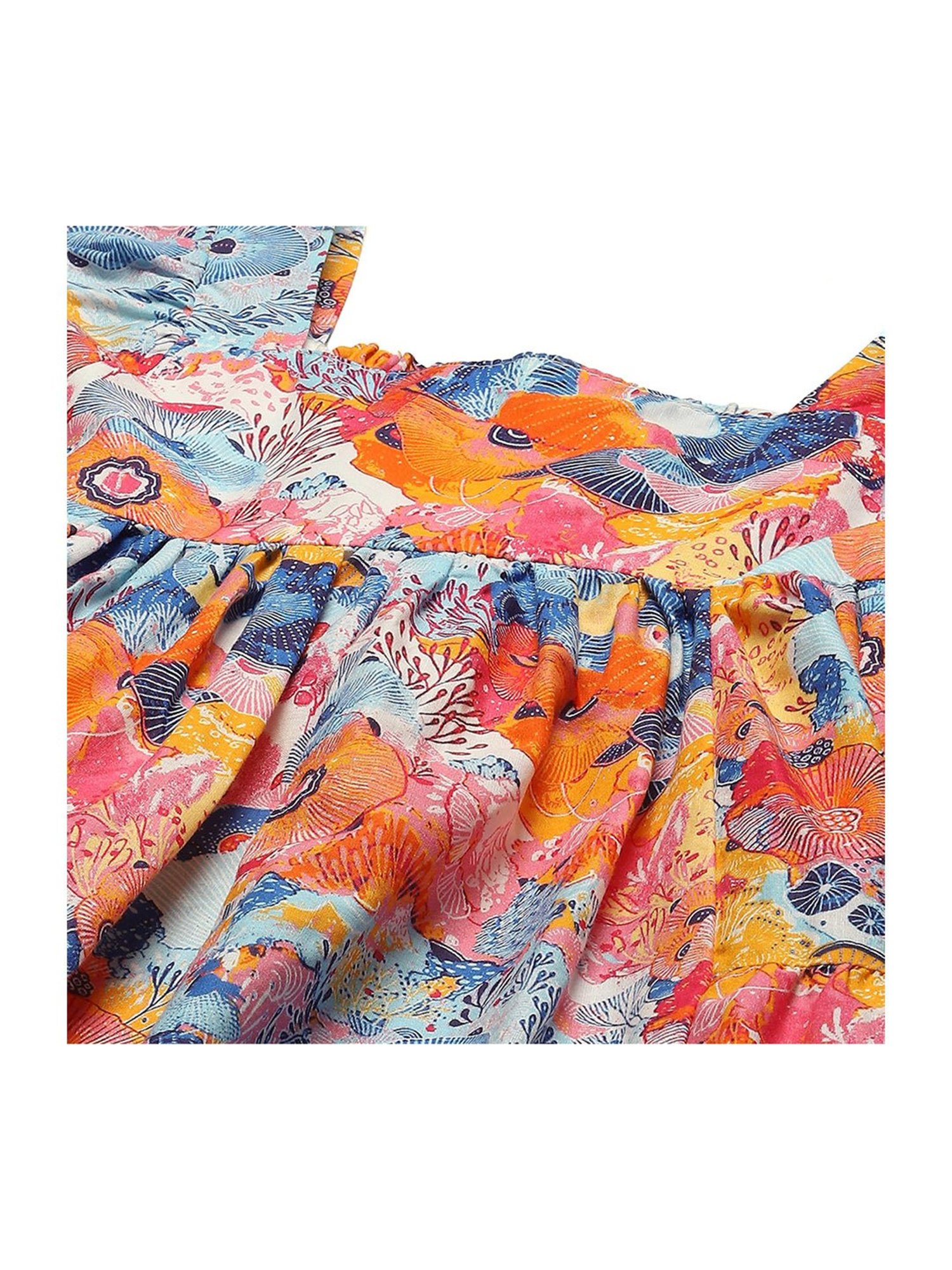 BIBA Girls Kids Multicolor Cotton Printed Dress