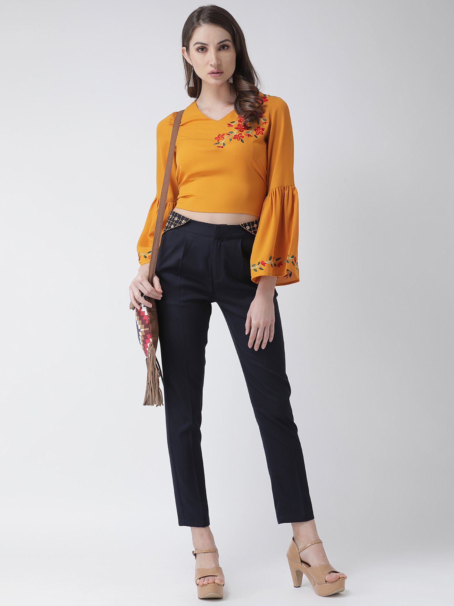 KASSUALLY Yellow Embroidered Top