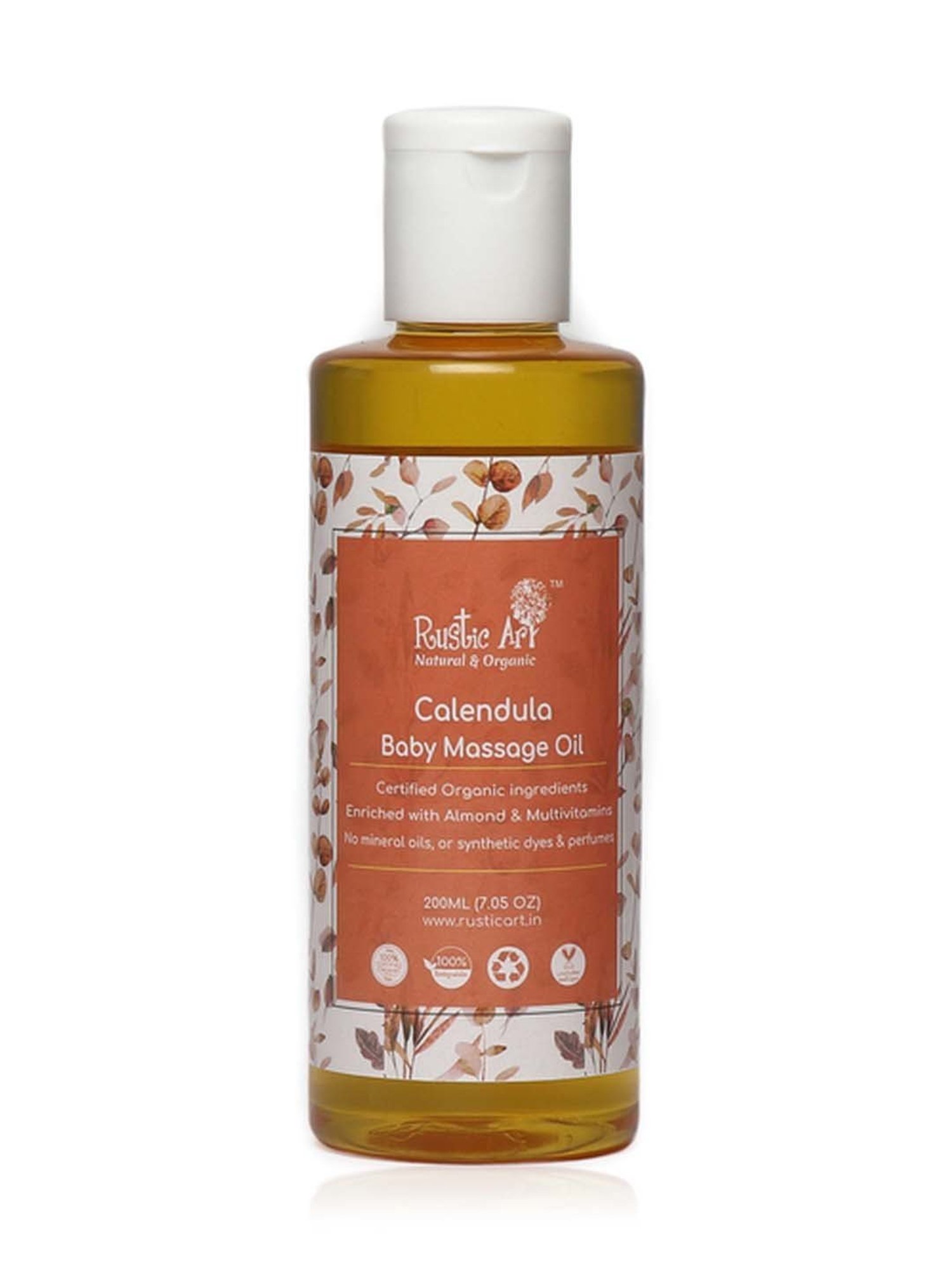 Rustic Art Organic Calendula Baby Massage Oil - 200 ml