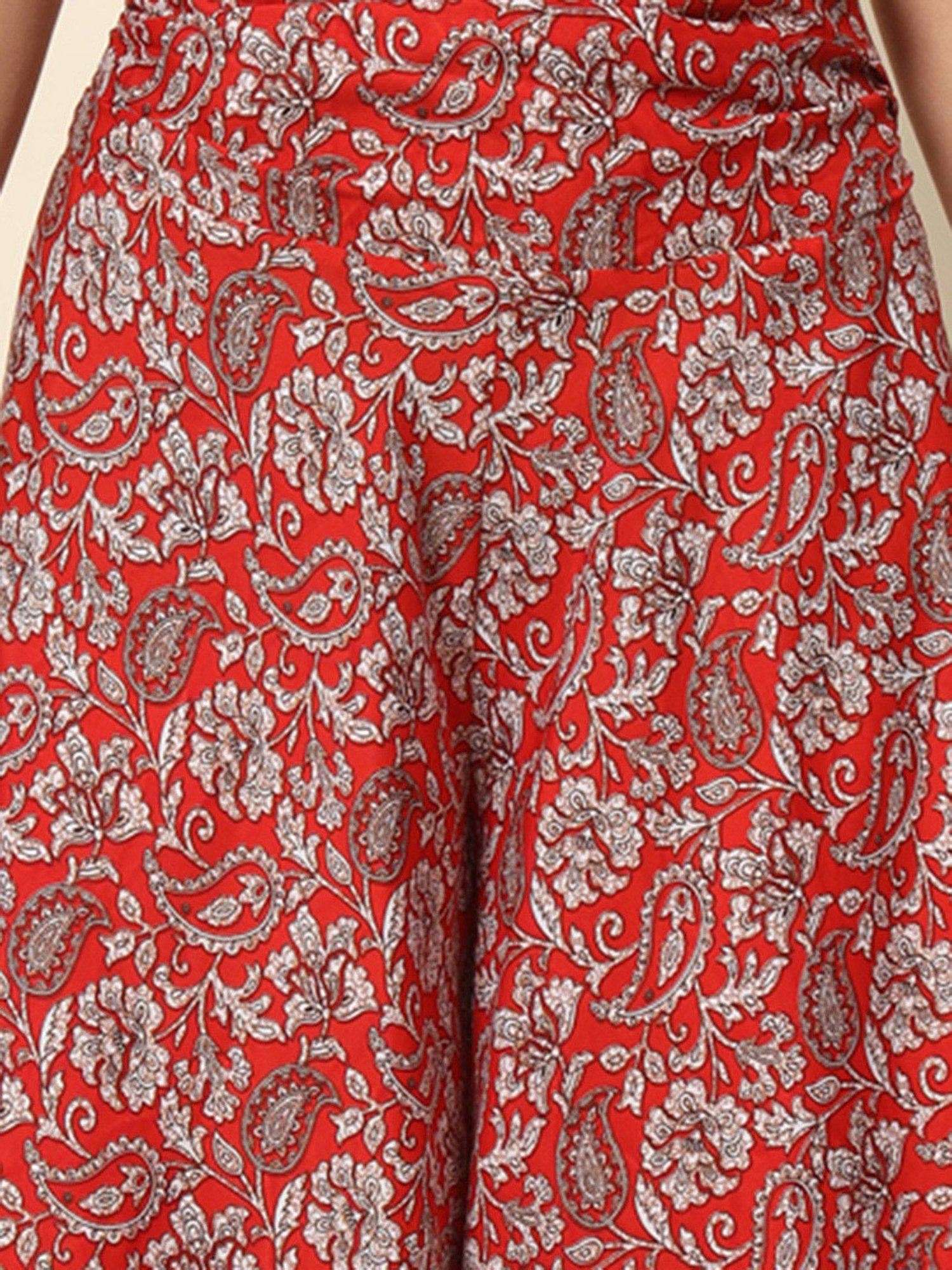 Trend Arrest Red Printed High Rise Palazzos