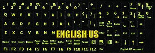 Glowing Fluorescent Large Lettering English US Keyboard Sticker
