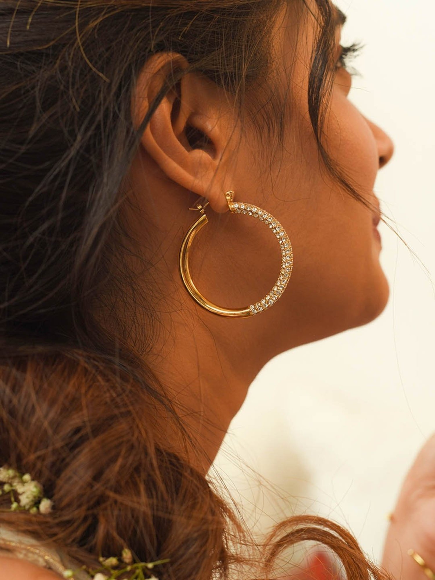 Perfectly Average Diamond Crystal CZ Studded Hoops for Women & Girls