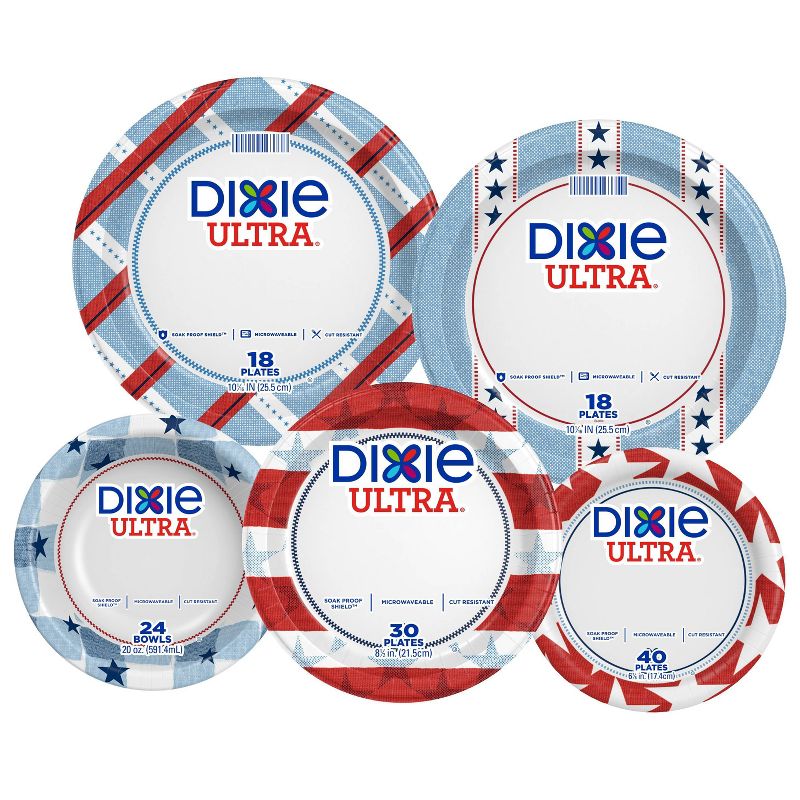 Dixie Ultra Stars Stripes Disposable Plates - 10" - 18ct