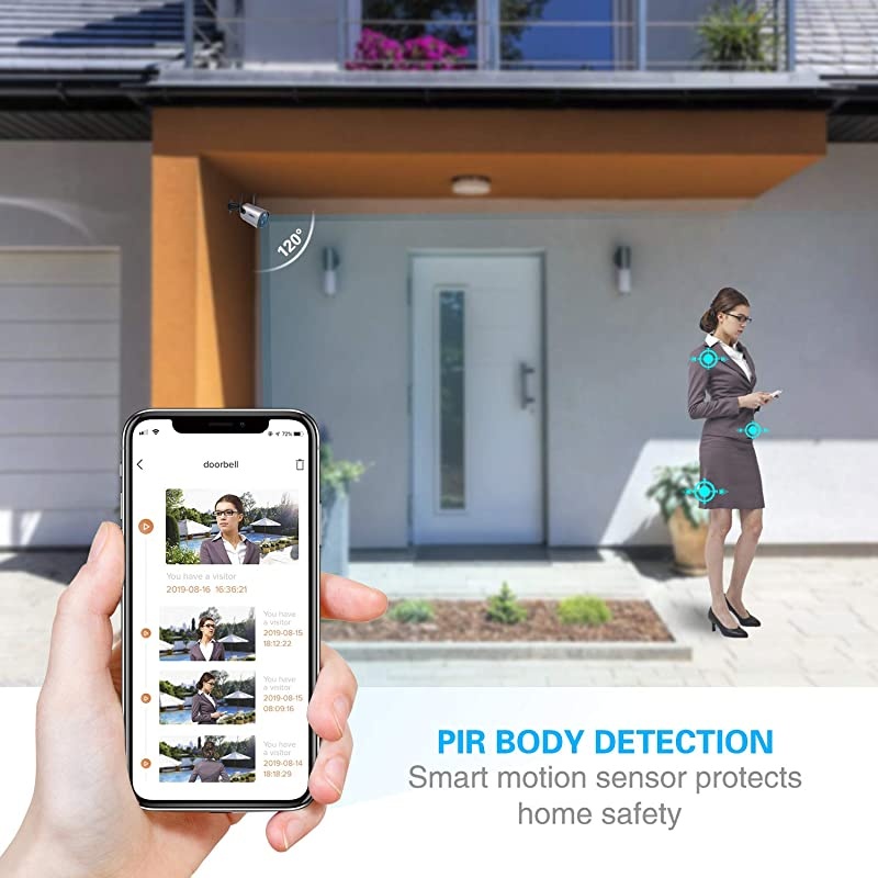 Outdoor WiFi Security Camera Rechargeable BatteryPowered Home Security Camera 1080P Night VisionWaterproof PIR Motion Detection 2Way Audio Compatible with Cloud StorageSD Slot