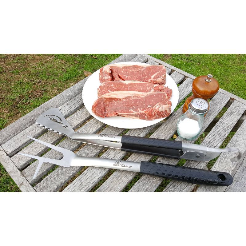 2pc Dragon Claw Grill Tool Set Silver - BBQ Dragon