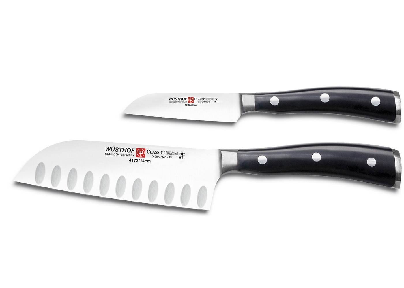 Wusthof Classic Ikon 2pc Asian Cook's Set - 5" Santoku & Flat Cut Paring Knife