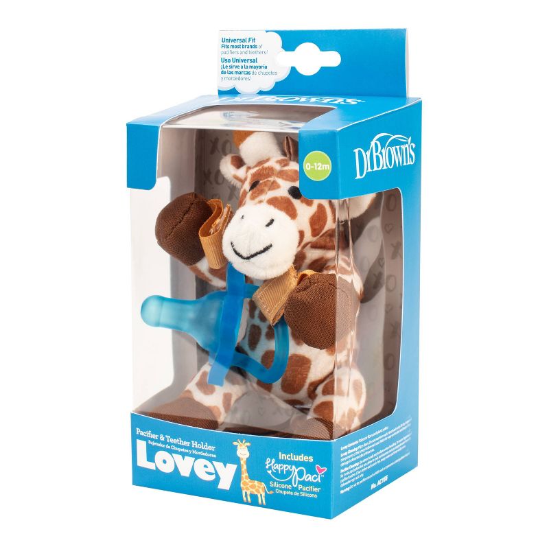 Dr. Brown's Giraffe Lovey with Blue One-Piece Pacifier - Tan