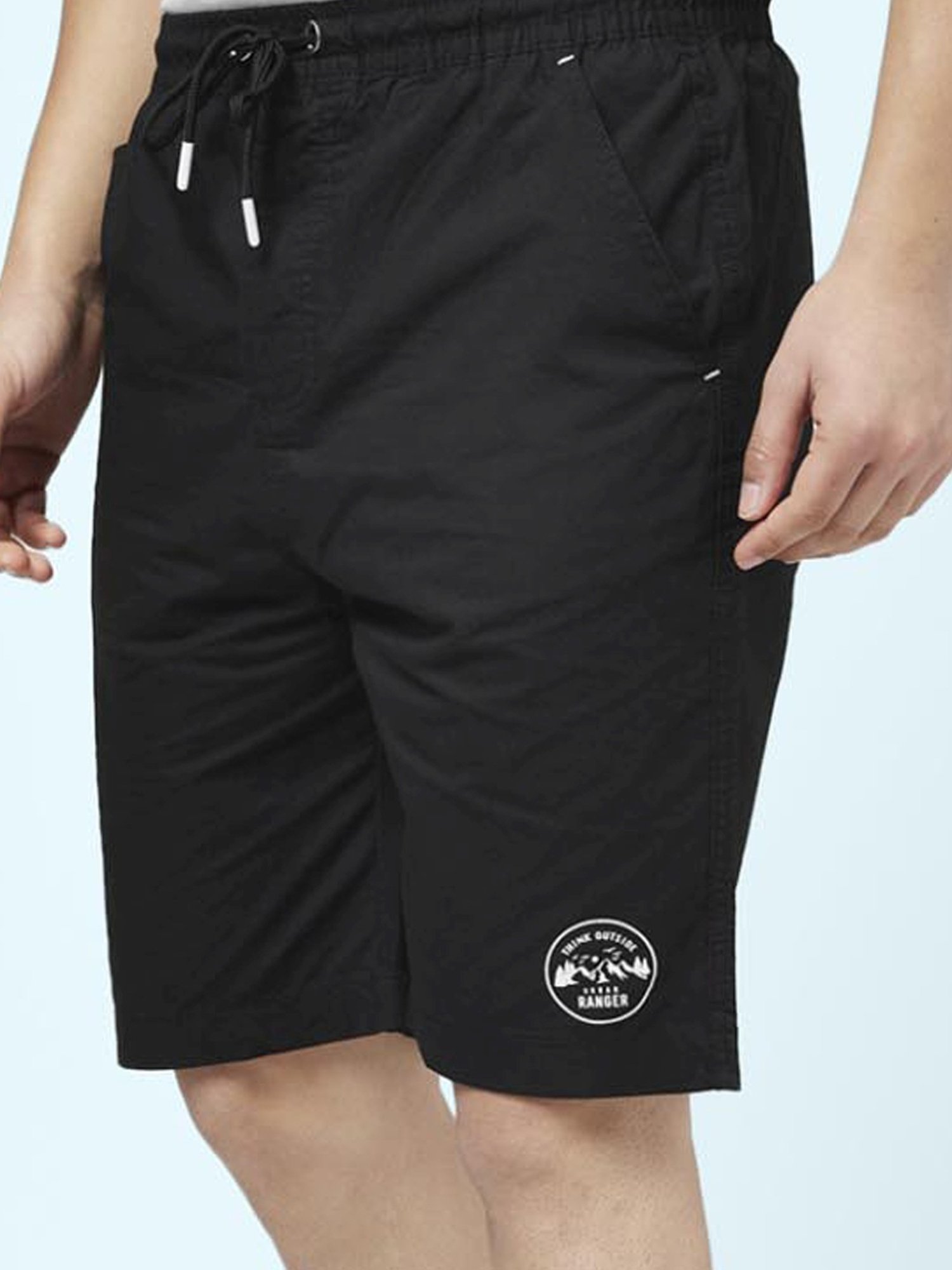 Urban Ranger By Pantaloons Black Cotton Slim Fit Shorts