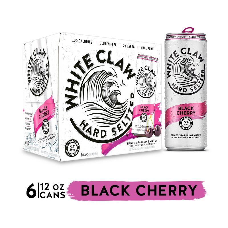 White Claw Black Cherry Hard Seltzer - 6pk/12 fl oz Slim Cans