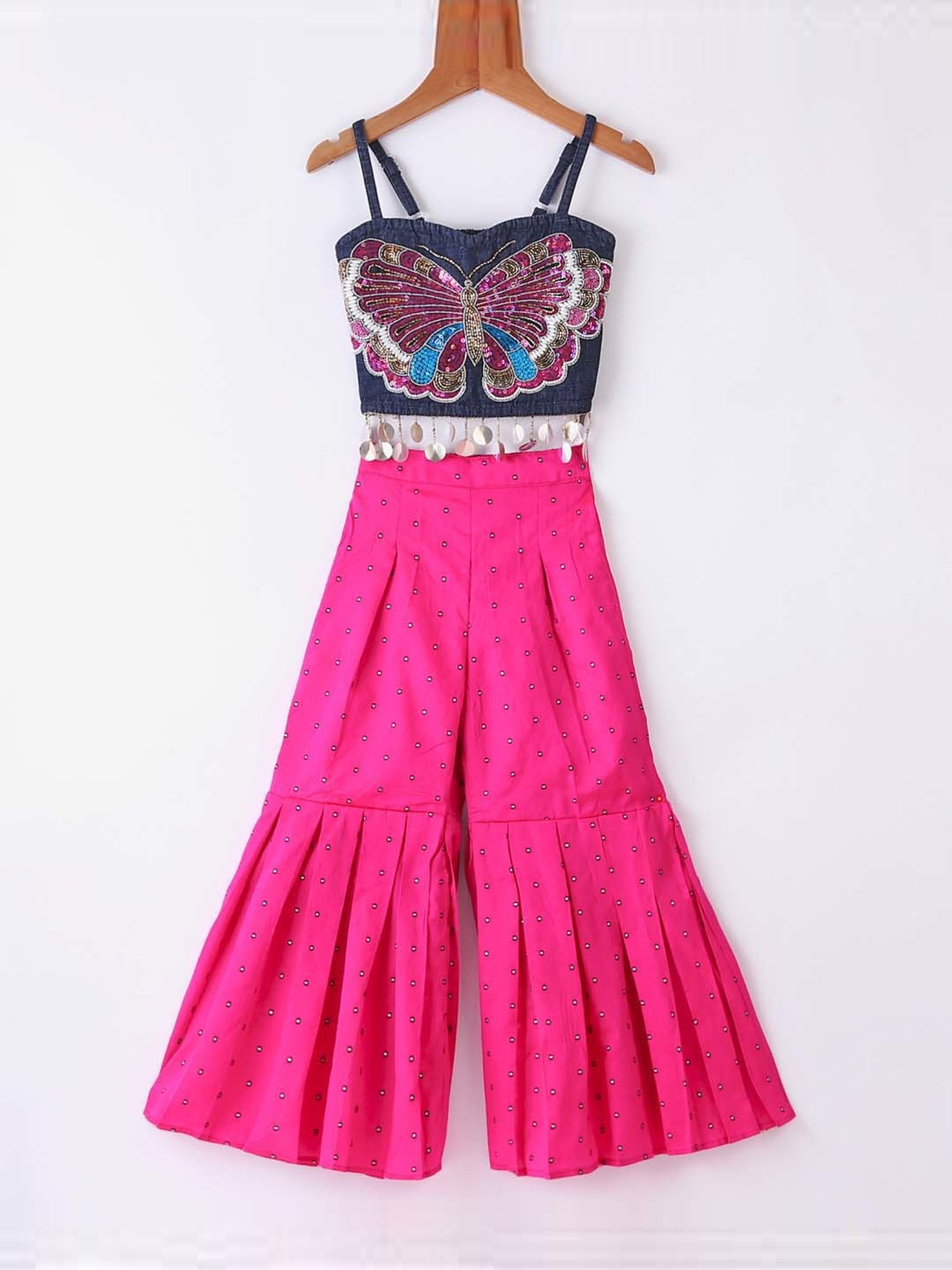 TWISHA Kids Blue & Pink Embroidered Top Set