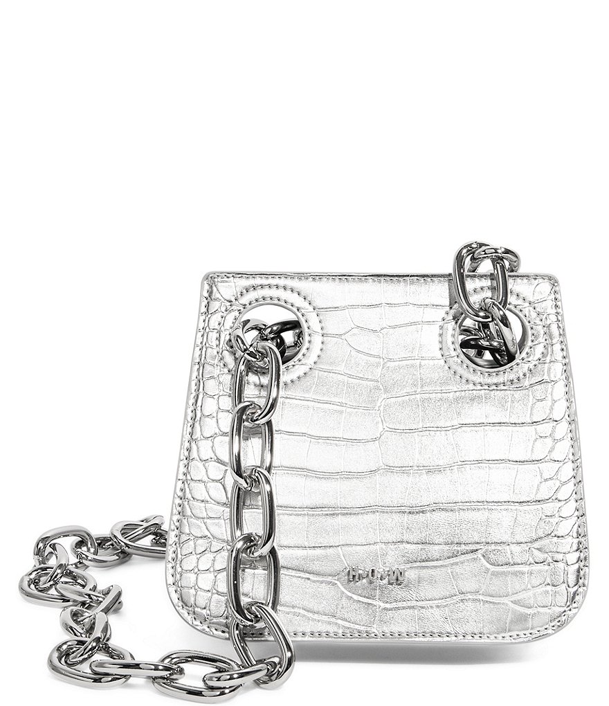 House of Want OG Metallic Gold Crocodile-Embossed Vegan Leather Shoulder Bag