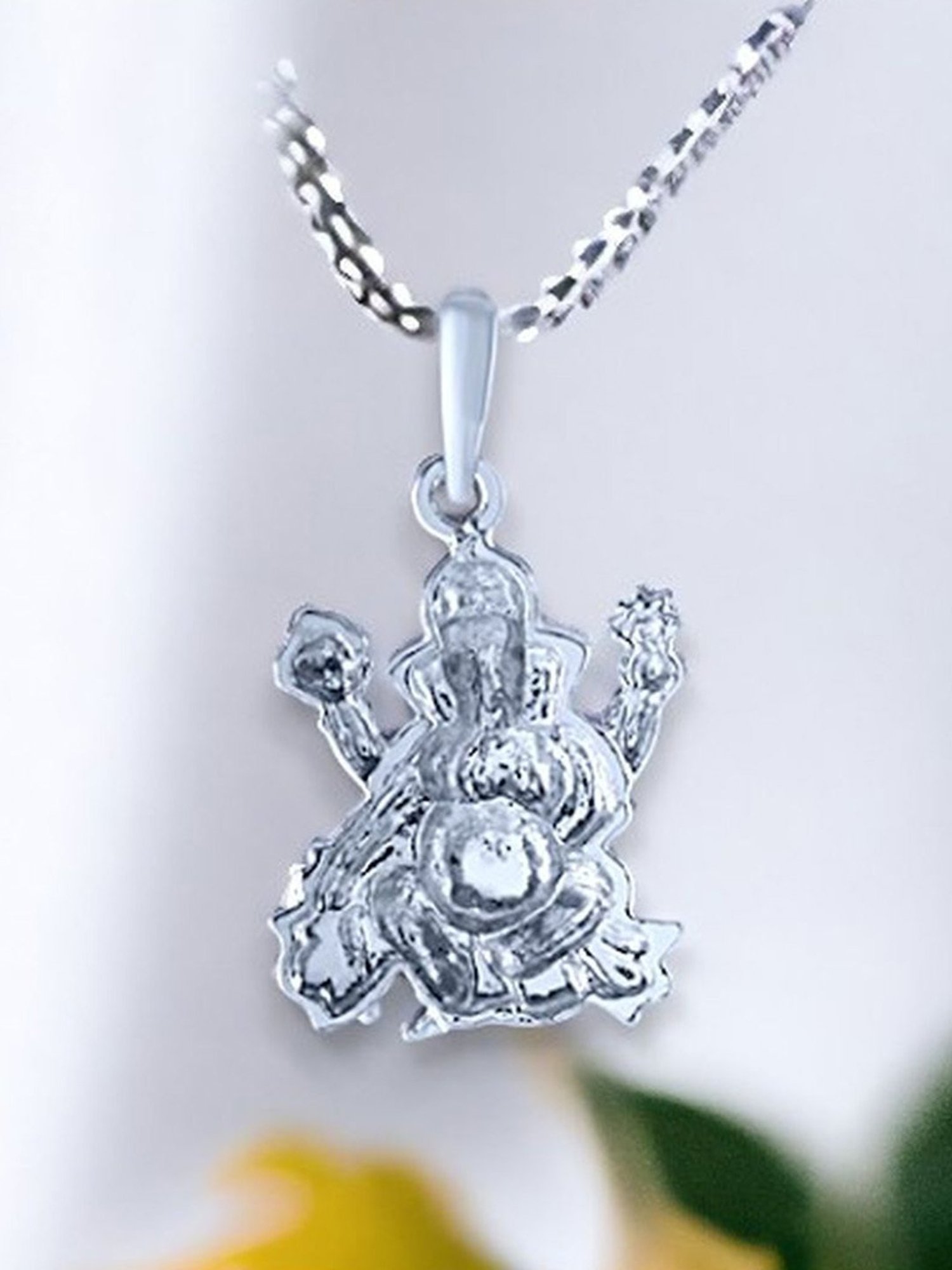 Rihi by P.C. Chandra Jewellers 92.5 Sterling Silver Ganesh Pendant for Women & Girls