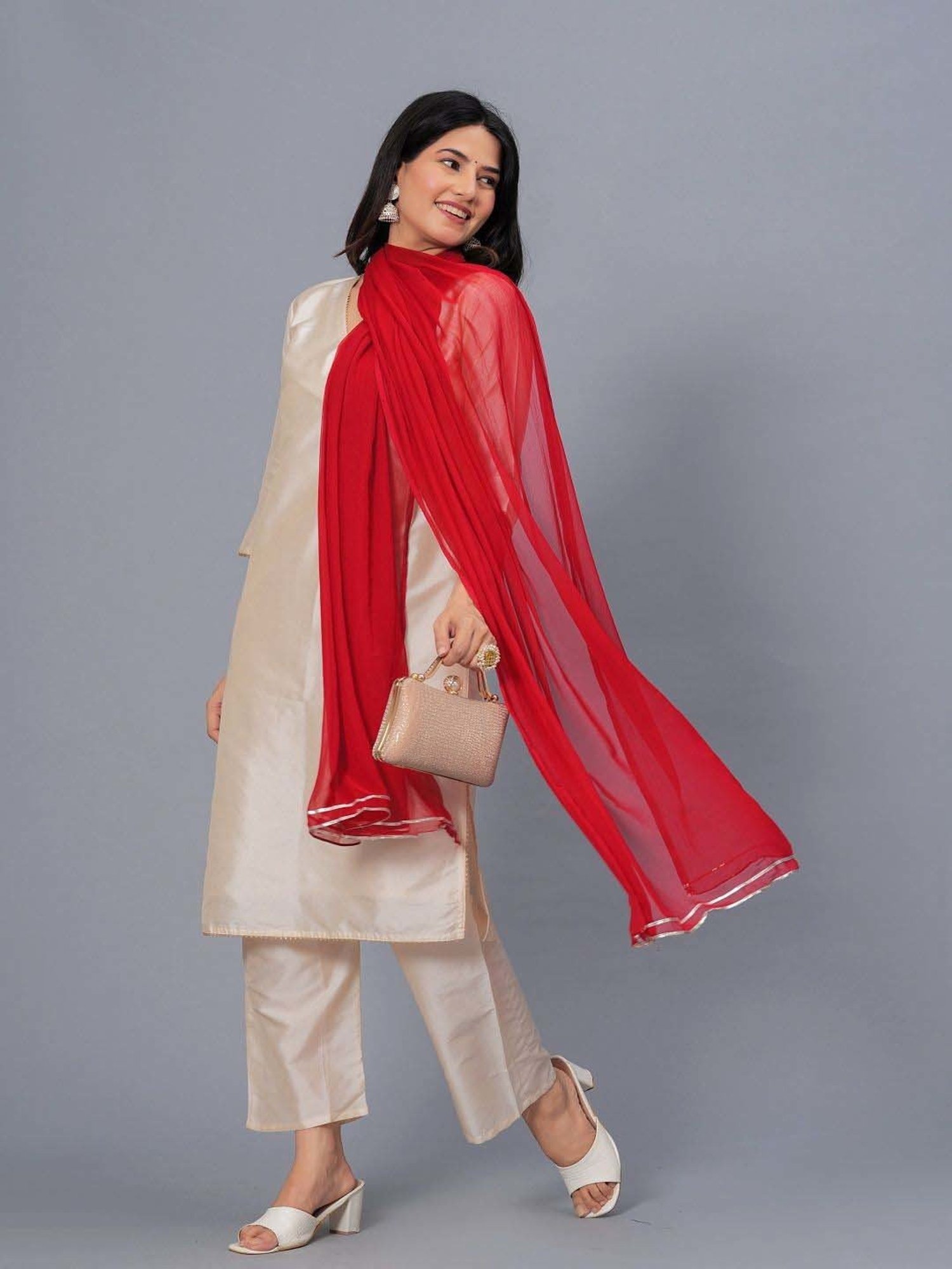 Stylum Red Plain Dupatta
