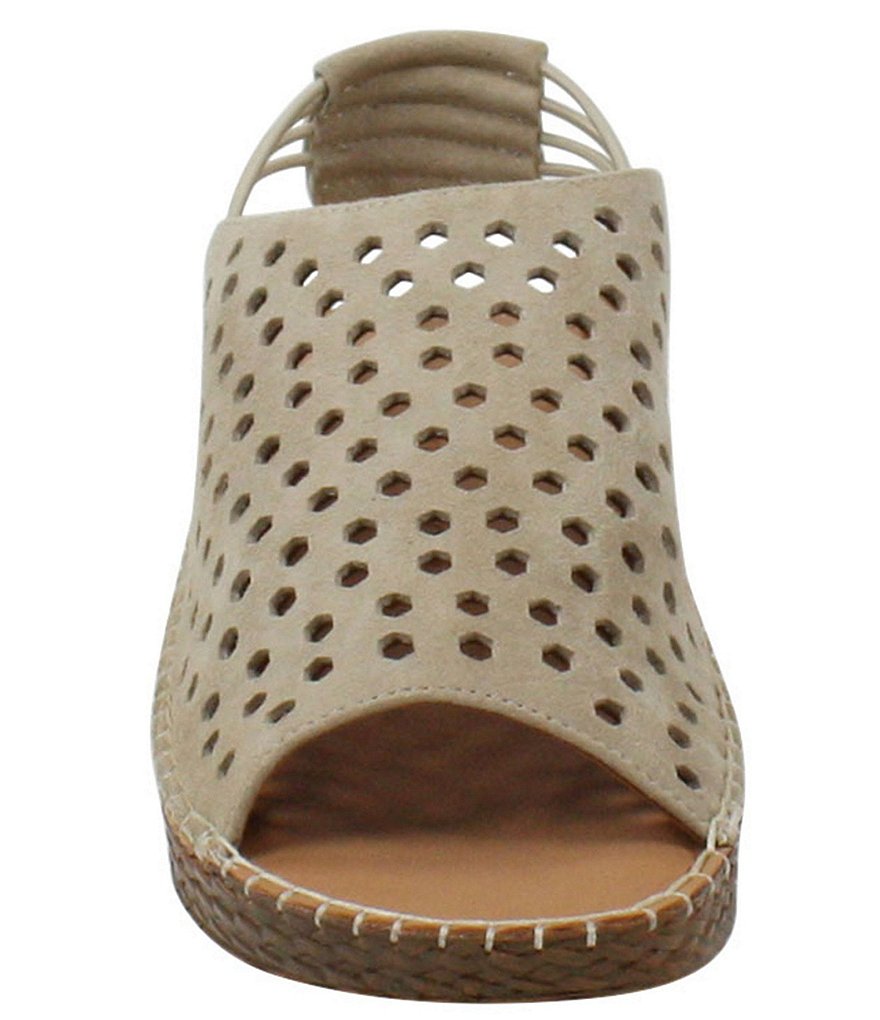 L'Amour Des Pieds Yizzy Perforated Suede Slingback Wedges