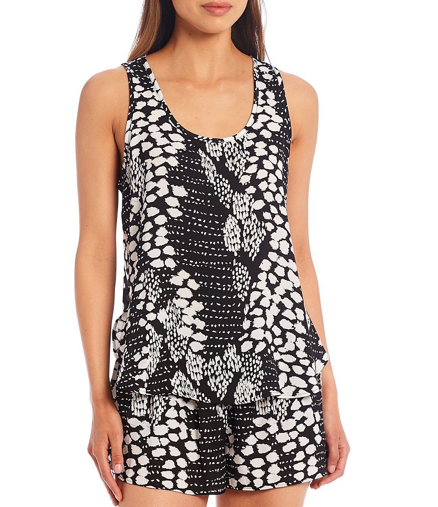 VAN WINKLE & CO. Animal Print Coordinating Satin Sleep Tank