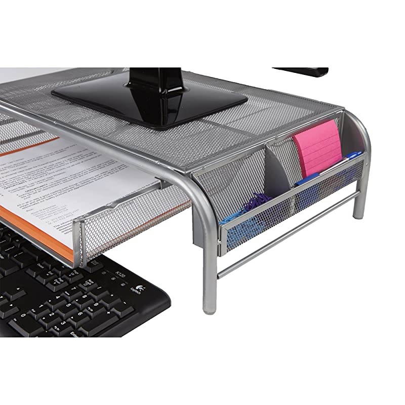 Metal Mesh Monitor Stand Silver