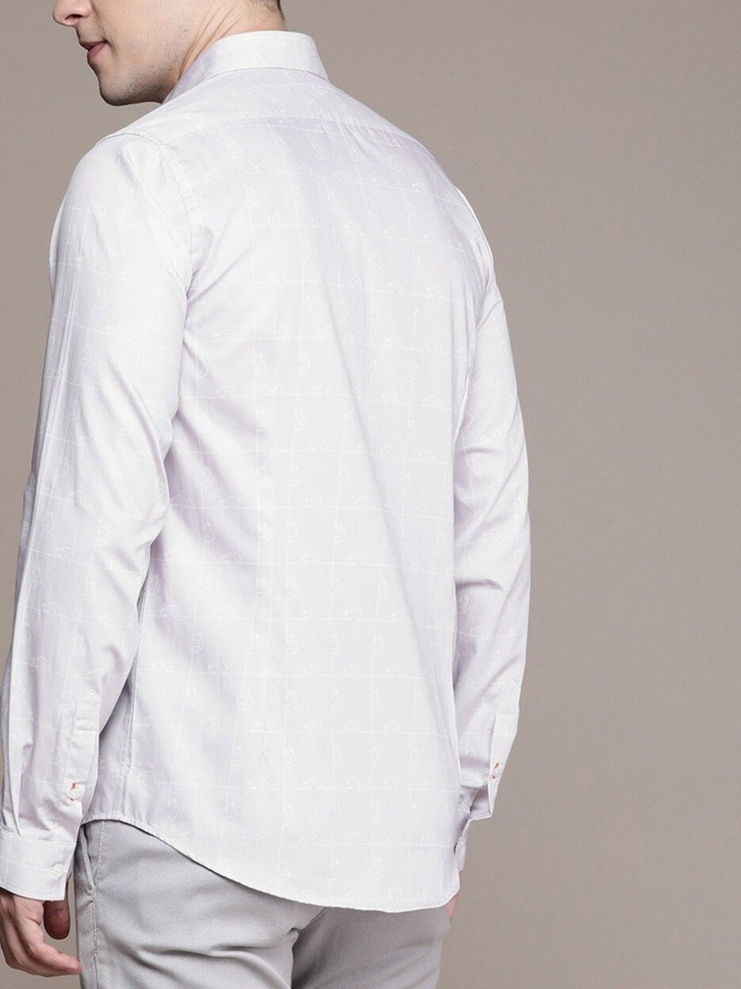 Simon Carter London Grey Printed Slim Fit Shirt