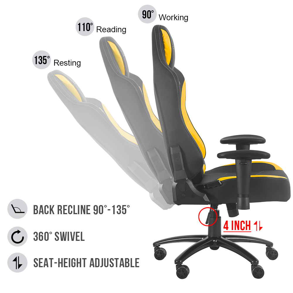 Ergonomic Racing Style Gaming Chair LUCKWIND Racing Chair
Massage Gaming Chair Office Chair Height Adjustment Recliner Swivel Rocker With USB Massage Lumbar Pad E-Sports Chair