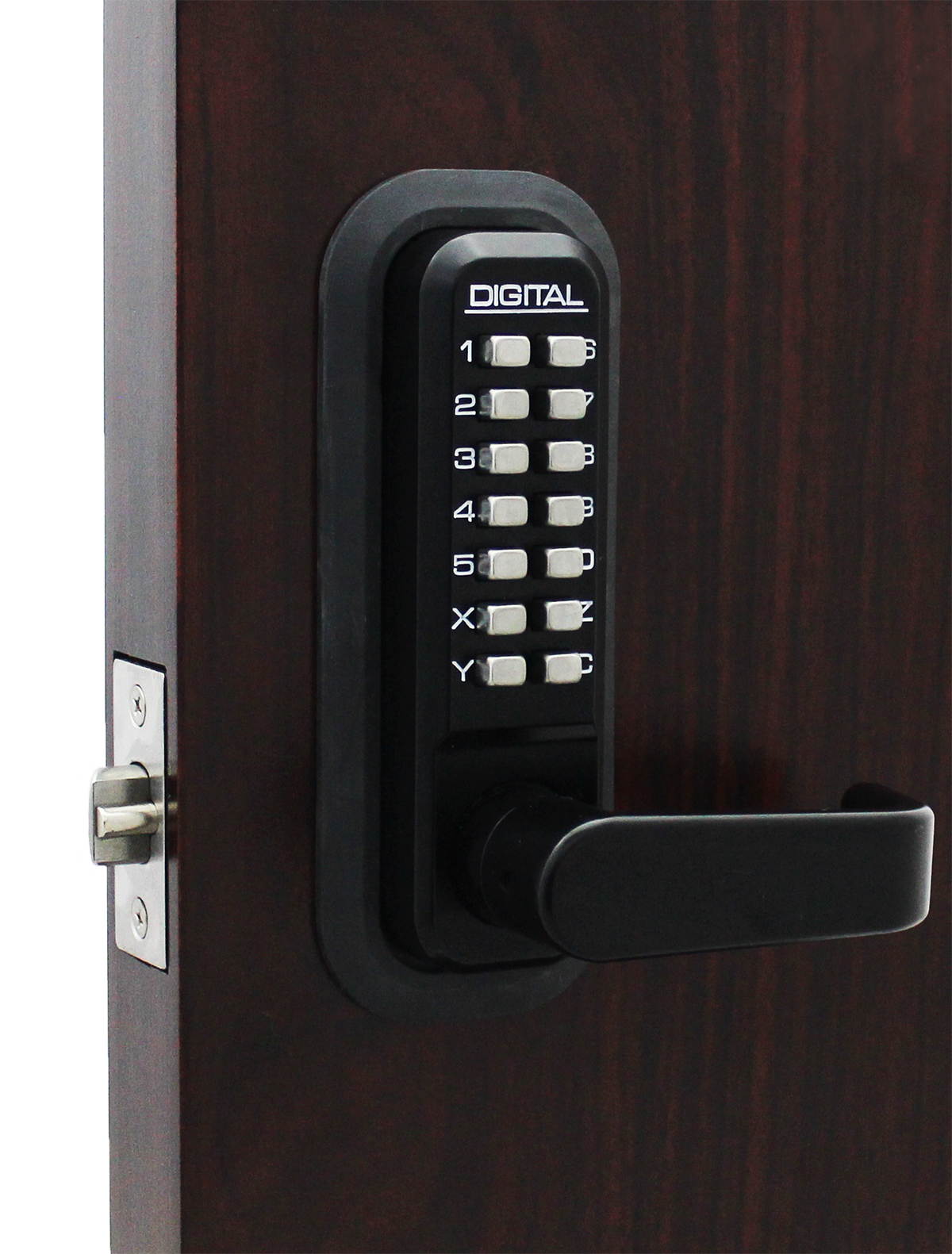 LockeyUSA Digital Door Lock 2835 Lever Handle, Jet Black