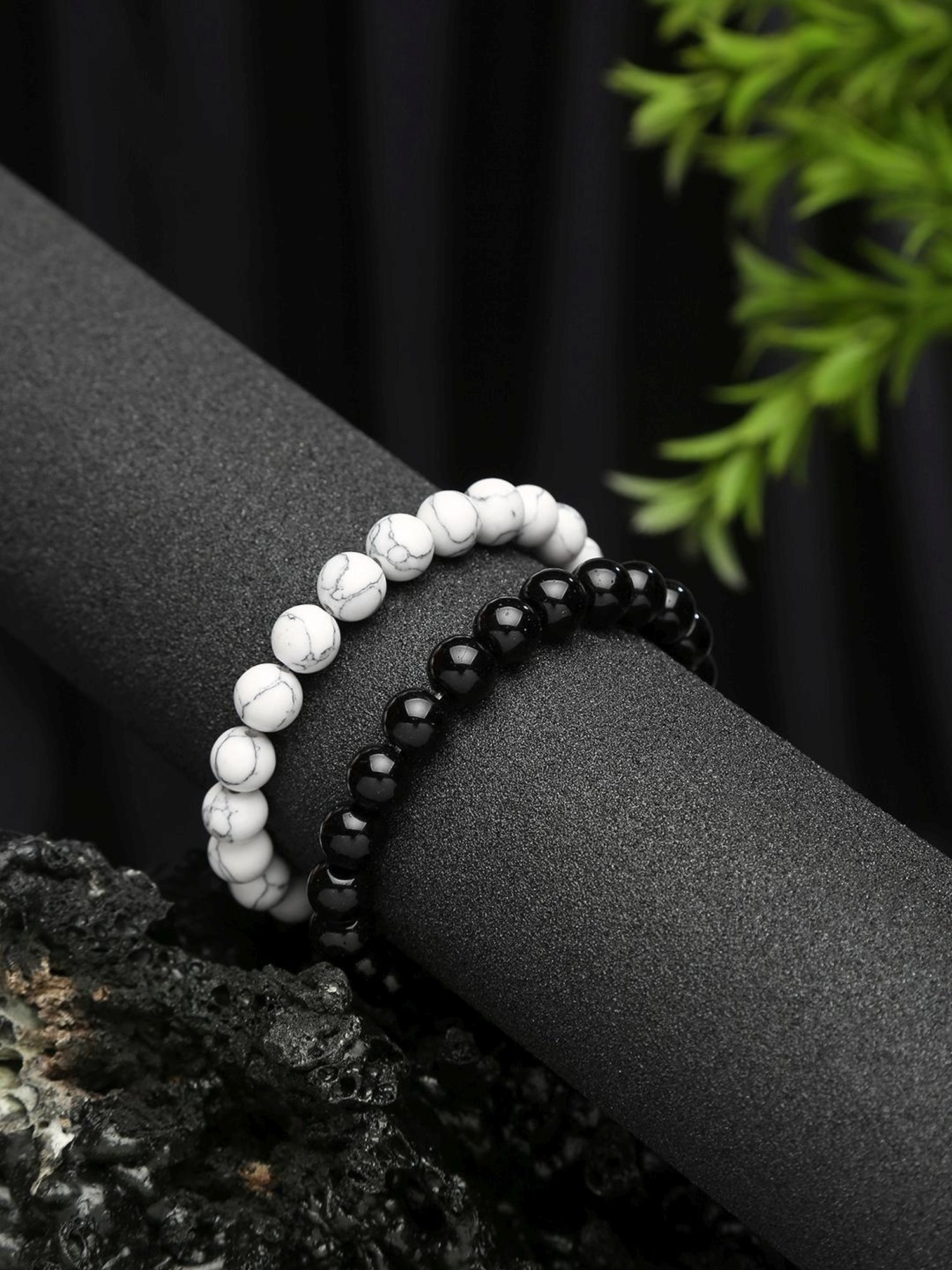 YouBella Multicolour Natural Stones Stylish Couple Love Flexible fit Bracelet - Set of 2