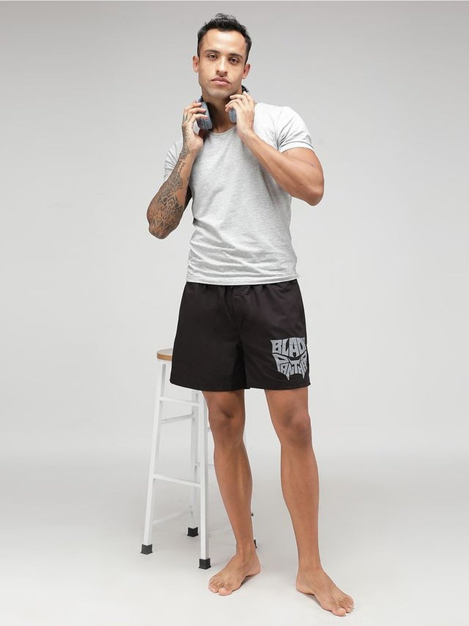 Zoiro Black Cotton Regular Fit Printed Boxers