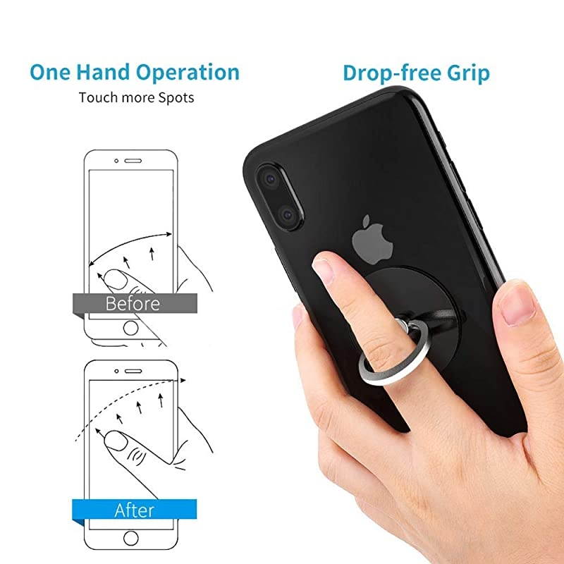Phone Ring Holder, Transparent Phone Ring Holder 360&deg;Rotation Finger Ring Stand Phone Ring Grip Compatible with Almost All Phones/Phone Cases (Round)