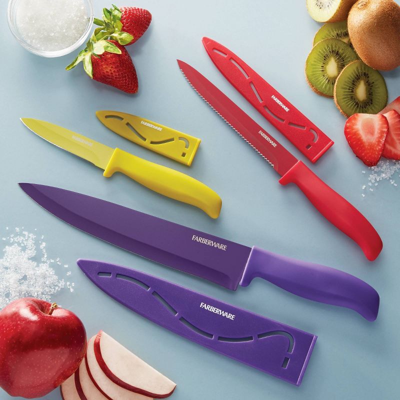 Farberware 3pc Colored Resin Chef Knife Set