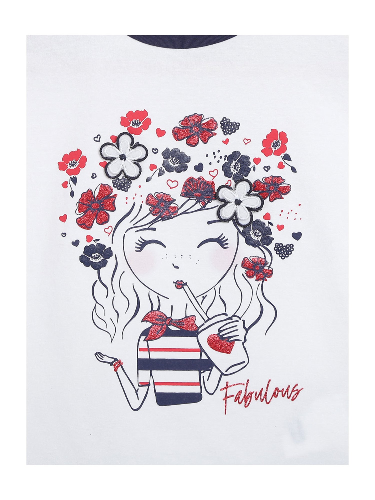 Chicco Kids White & Navy Printed T-Shirt with Shorts