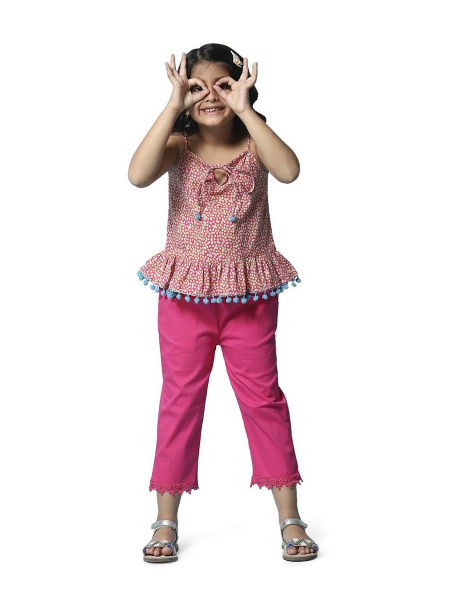 Biba Girls Pink Cotton Printed Top