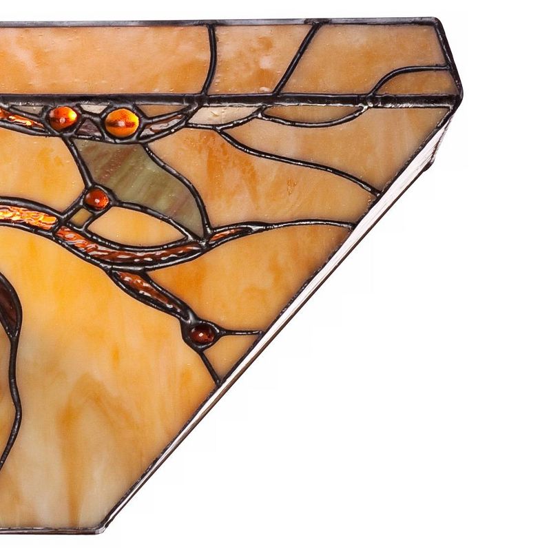 Robert Louis Tiffany Wall Light Sconce Budding Branch Art Glass Hardwired 14" Wide Fixture for Bedroom Bathroom Hallway