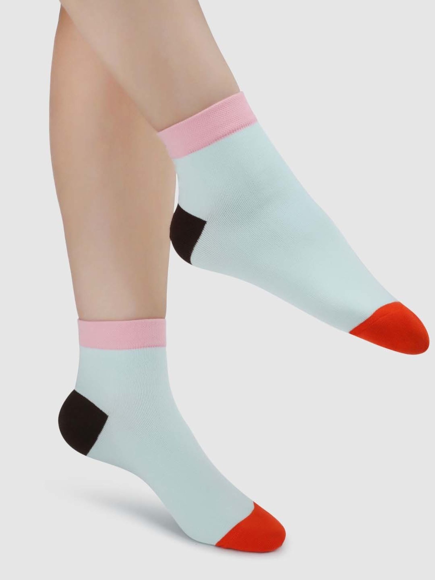 NEXT2SKIN Cream & Blue Cotton Ankle Socks - Pack Of 3