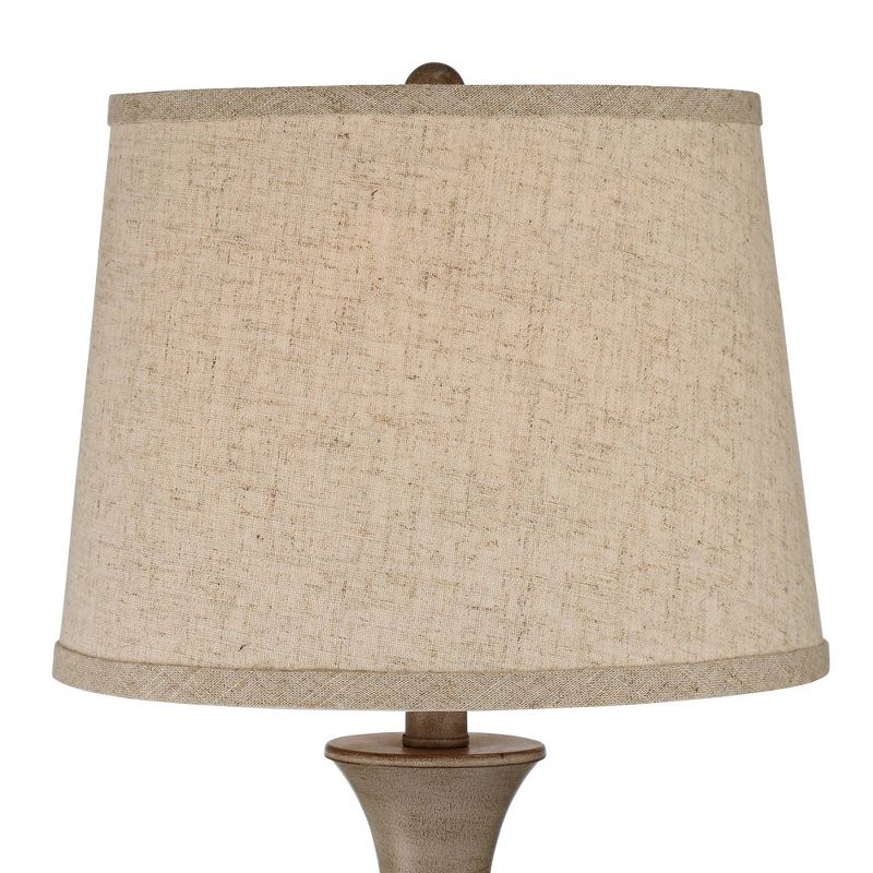 Possini Euro Design Industrial Table Lamp Oil Rubbed Bronze Clear Glass Burlap Tapered Drum Shade for Living Room Bedroom Bedside