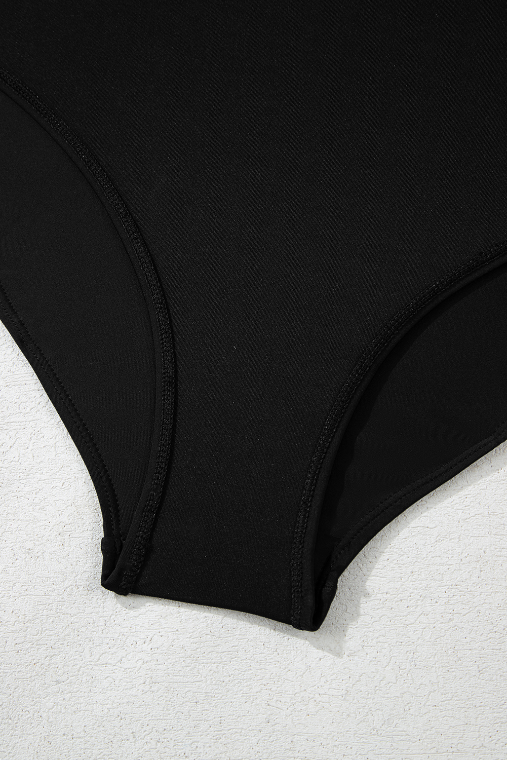 Black Plant Print Zip Front Half Sleeve One Piece Swimsuit