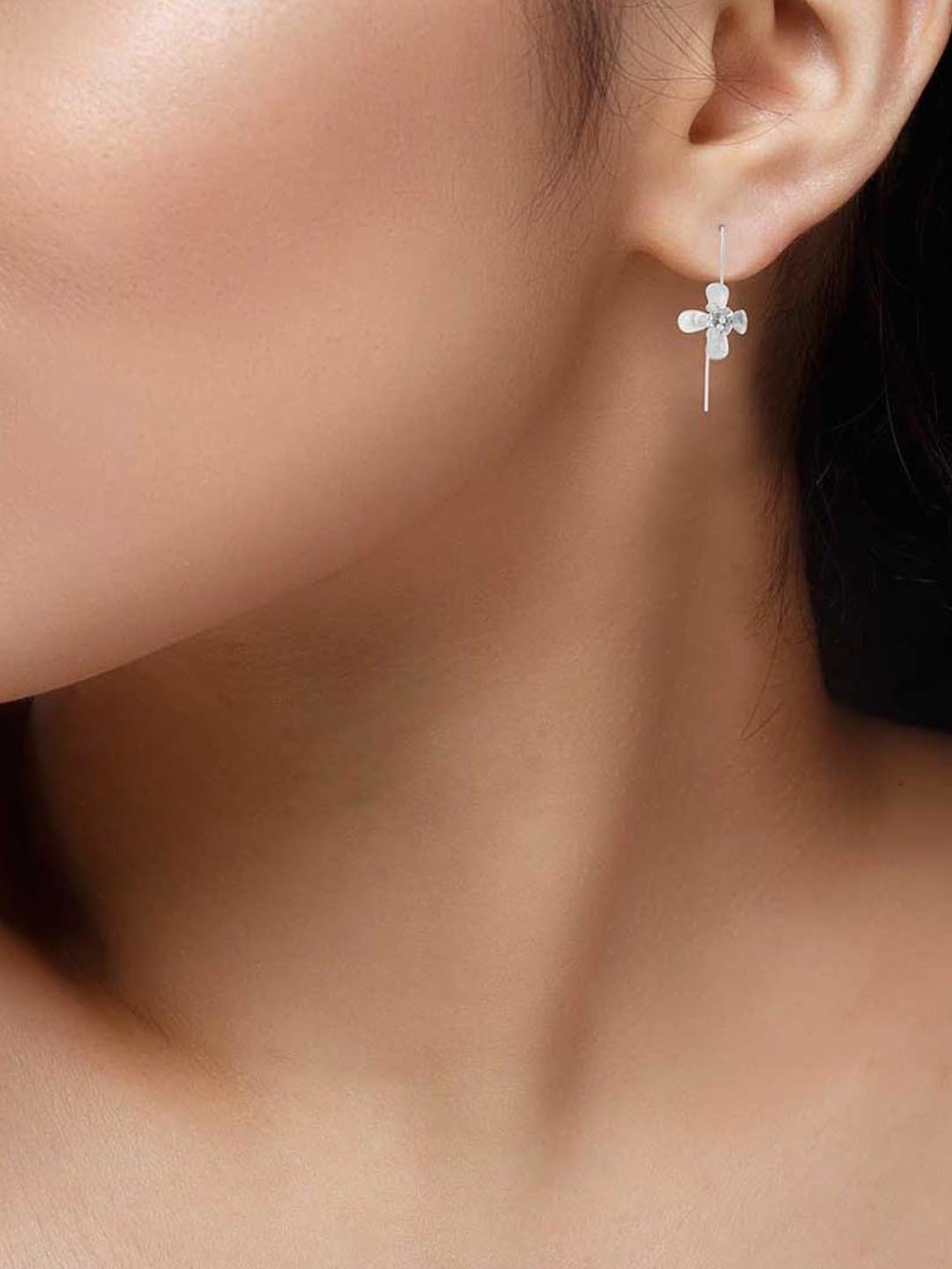 Rihi by P.C. Chandra Jewellers 925 Silver Dripping Flower Earrings for Women & Girls