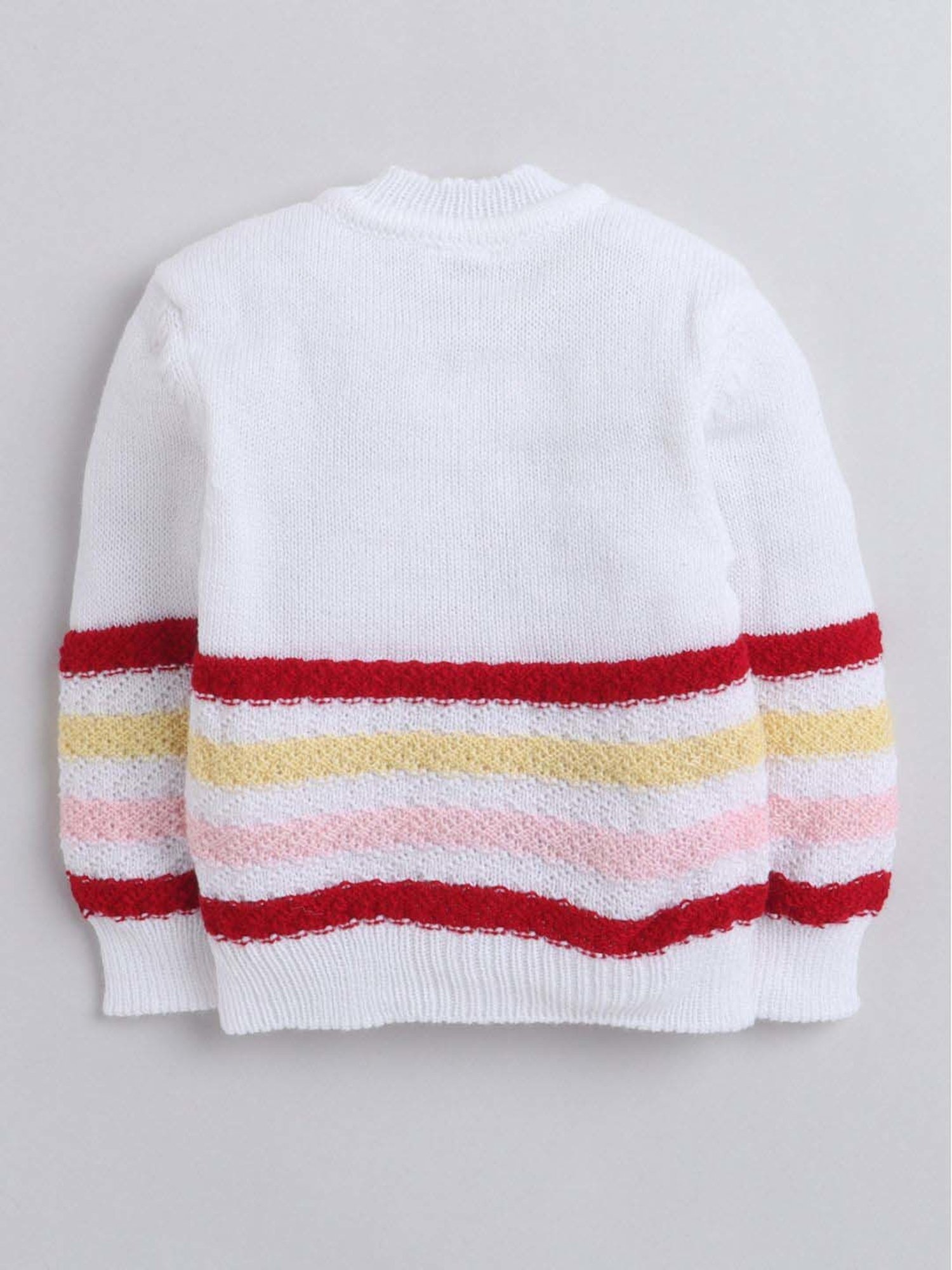 Little Angels Kids White & Red Striped Full Sleeves Sweater Set