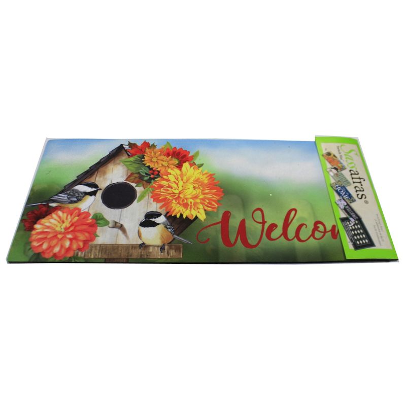 Home & Garden 10.0" Chickadee Floral Birdhouse Mat Sassafras Switch Evergreen Enterprises Inc  -  Door Mat