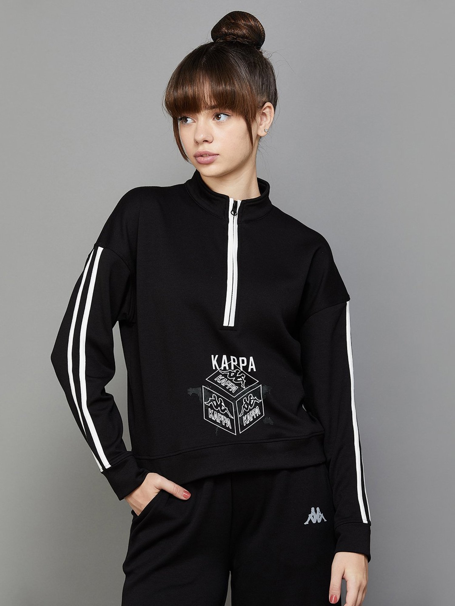 KAPPA Black Printed Sports Sweatshirt
