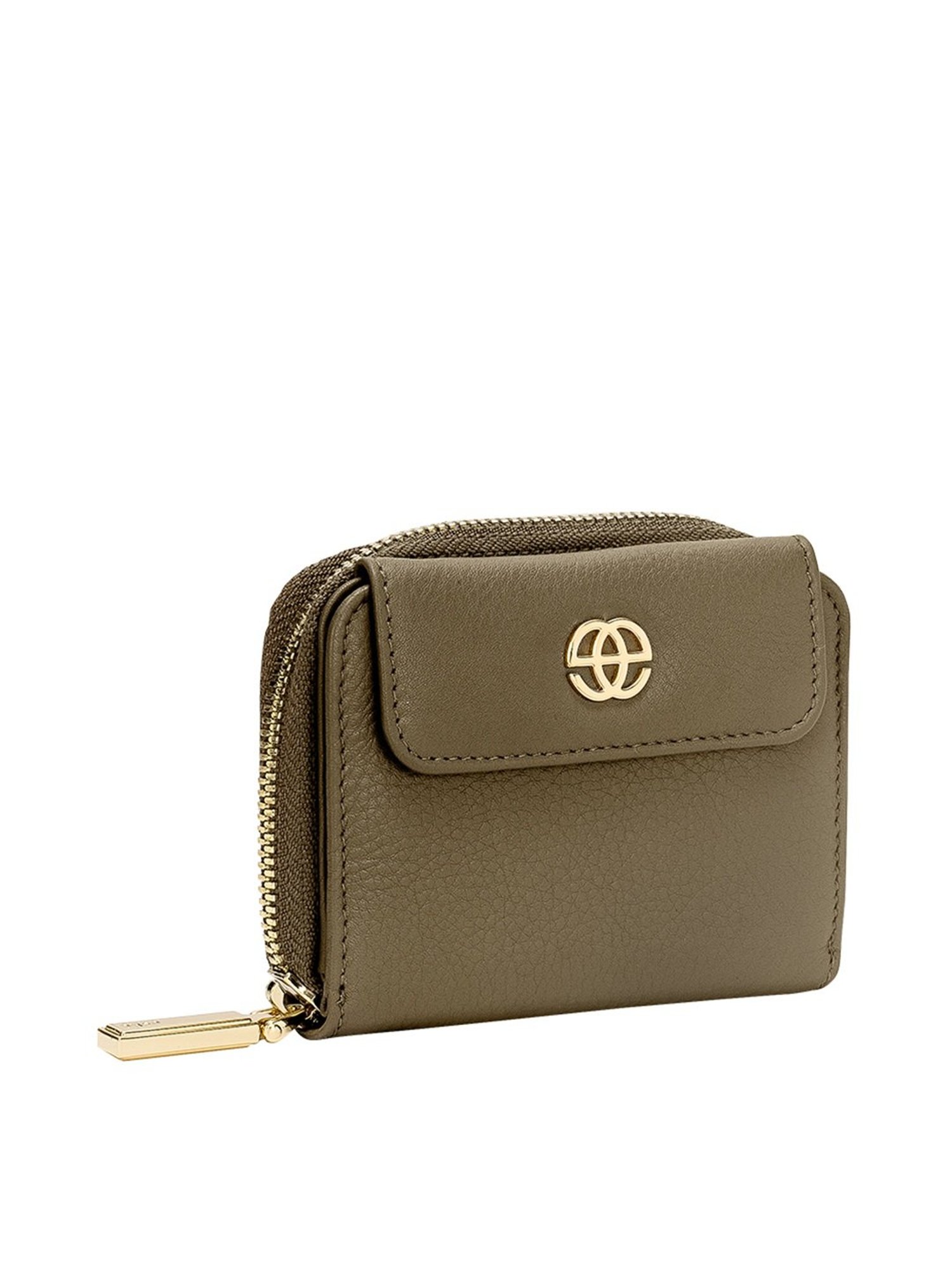 Eske Isa Taupe Solid Zip Around Wallet for Women
