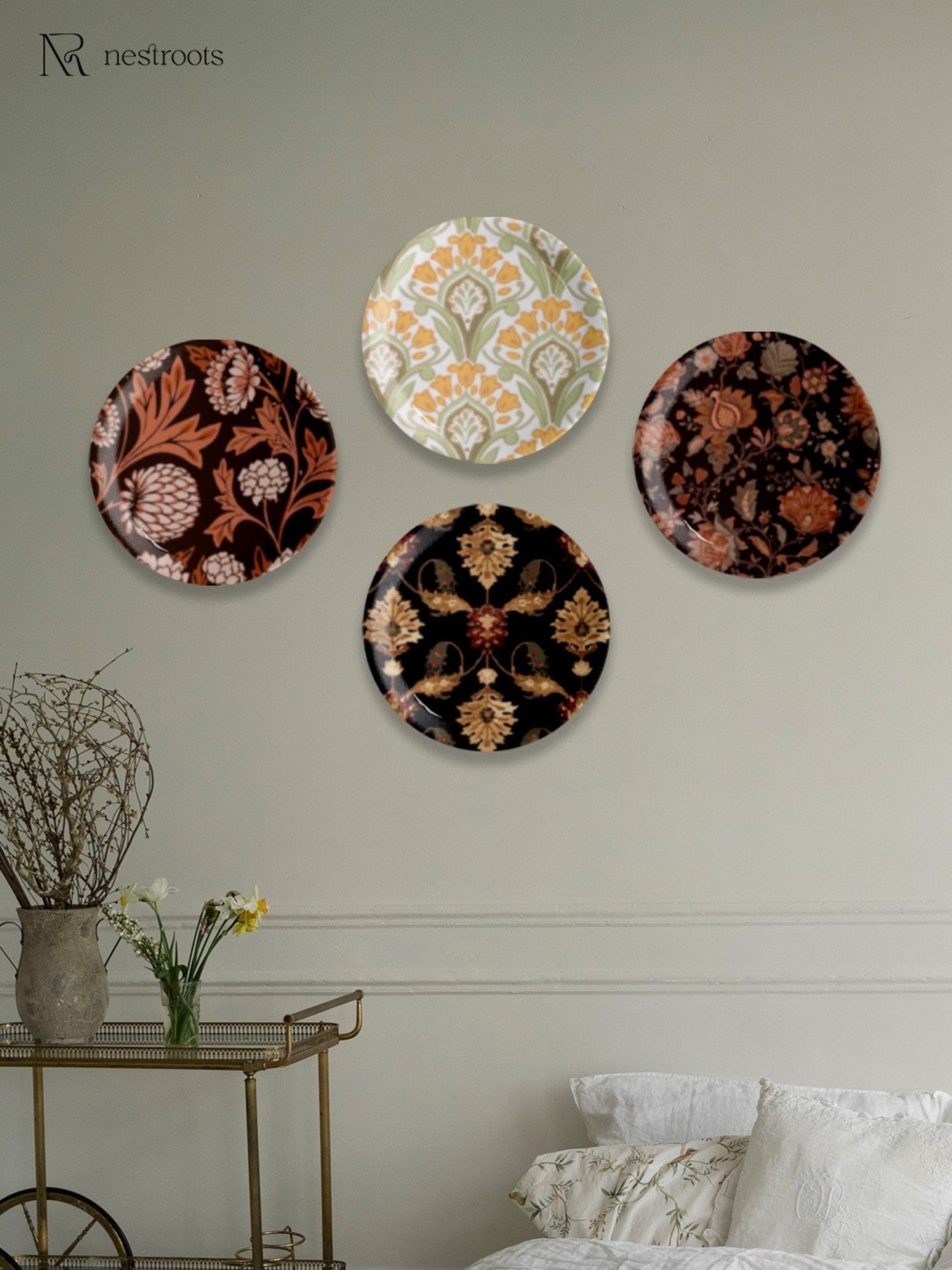 Nestroots Contemporary Print Multicolor Porcelain Wall Plate