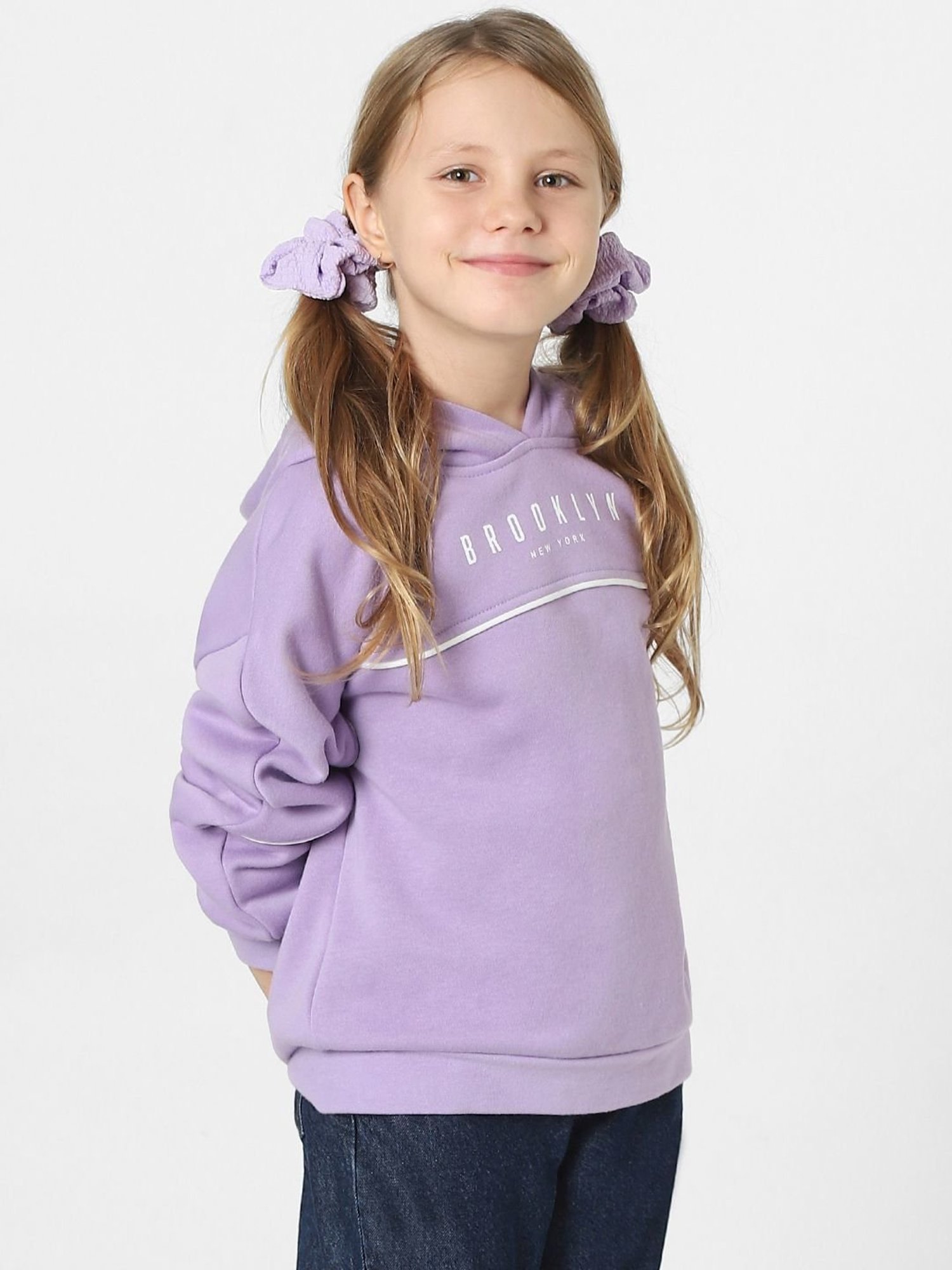 KIDS ONLY Purple & White Printed Full Sleeves Sweatshirt