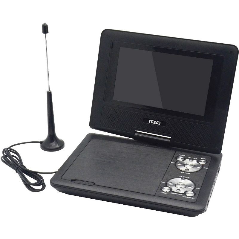 Naxa NPDT-7000 Portable DVD Player - 7" Display - Shinny Black - DVD+RW, DVD-RW, CD-RW - JPEG - DVD Video, MPEG-4, MPEG-1, MPEG-2 - CD-DA, MP3 - USB